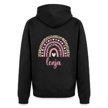 Lenja Regenbogen Name Geburtstag Lenja - Unisex Premium Bio Zip Hoodie - Schwarz - Hinten - Nico (187cm)