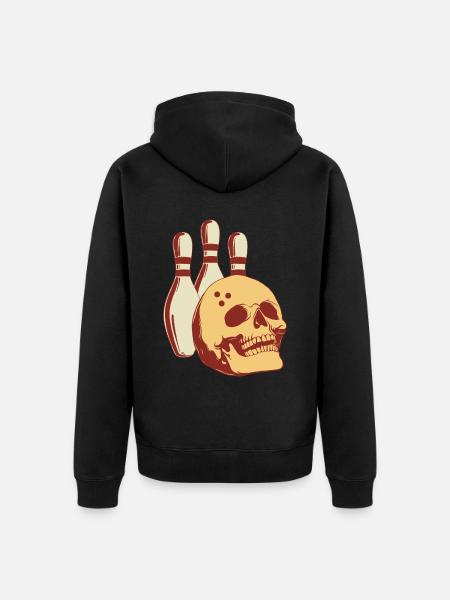 Bowling Skeleton Bowling Skittles - Unisex Premium Organic Zip Hoodie - black