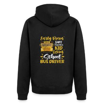 Busfahrer - Unisex Premium Bio Zip Hoodie - Schwarz - Hinten - Nico (187cm)
