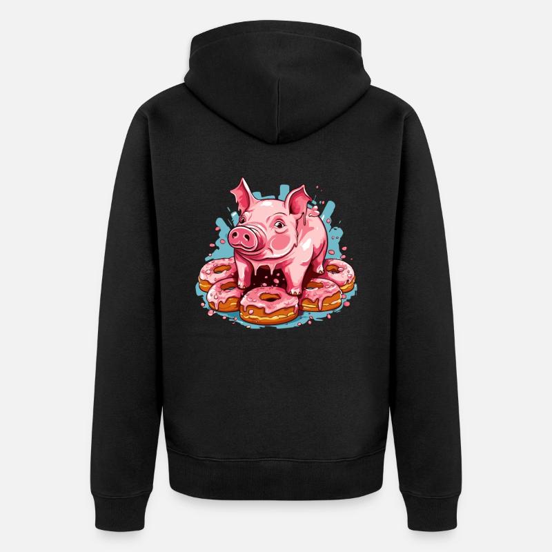 Le cochon beignet glacé - Veste à capuche bio Premium Unisexe - noir