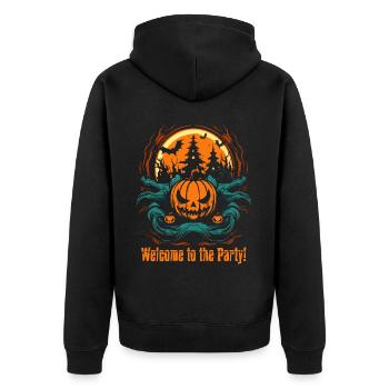 Welcome to the Party: Halloween Pumpkin - Unisex Premium Organic Zip Hoodie - black - Back - Nico (187cm)