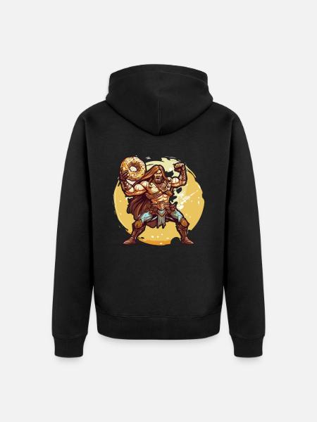 A barbarian with a donut - Unisex Premium Organic Zip Hoodie - black
