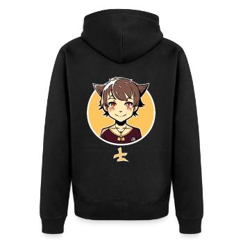 Mignon Anime Fox Girl - Veste à capuche bio Premium Unisexe - noir - Dos - Nico (187cm)