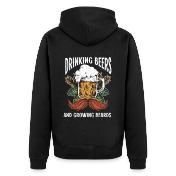 Boire De La Bière Et Se Laisser Pousser La Barbe Drôle - Veste à capuche bio Premium Unisexe - noir - Dos - Nico (187cm)