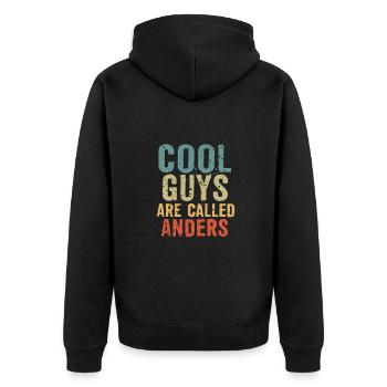 Cool guys are called Anders - Unisex Premium Organic Zip Hoodie - black - Back - Nico (187cm)