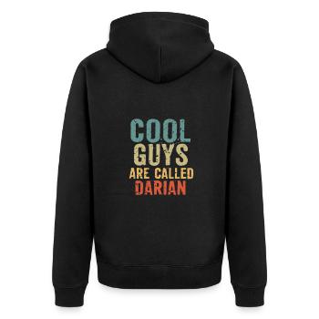 Cool guys are called Darian - Unisex Premium Bio Zip Hoodie - Schwarz - Hinten - Nico (187cm)