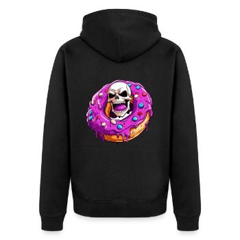 Der Donut der Untoten Zombies - Unisex Premium Bio Zip Hoodie - Schwarz - Hinten - Nico (187cm)