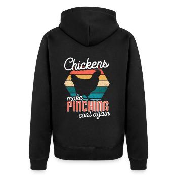 Amoureux de la poule Fermier Poulailler Amoureux de la poule - Veste à capuche bio Premium Unisexe - noir - Dos - Nico (187cm)