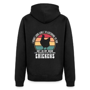 Amoureux de la poule Fermier Poulailler Amoureux de la poule - Veste à capuche bio Premium Unisexe - noir - Dos - Nico (187cm)