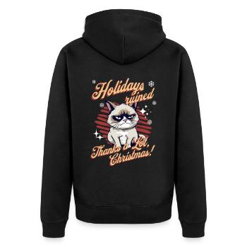 Chat en colère Noël Sarcastique Chat drôle Meme - Veste à capuche bio Premium Unisexe - noir - Dos - Nico (187cm)