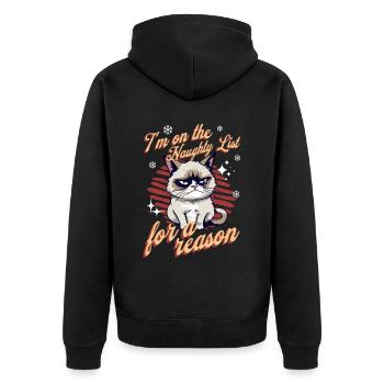 Angry Cat Xmas Sarcastic Funny Cat Meme - Unisex Premium Organic Zip Hoodie - black - Back - Nico (187cm)
