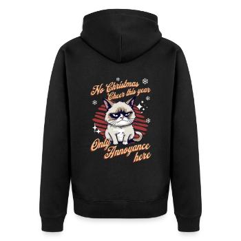 Angry Cat Xmas Sarcastic Funny Cat Meme - Unisex Premium Organic Zip Hoodie - black - Back - Nico (187cm)