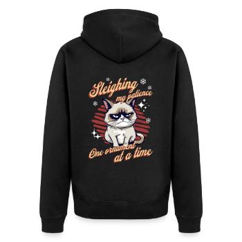 Angry Cat Xmas Sarcastic Funny Cat Meme - Unisex Premium Organic Zip Hoodie - black - Back - Nico (187cm)