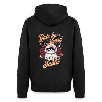 Angry Cat Xmas Sarcastic Funny Cat Meme - Unisex Premium Organic Zip Hoodie - black - Back - Nico (187cm)