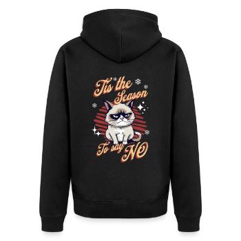 Angry Cat Xmas Sarcastic Funny Cat Meme - Unisex Premium Organic Zip Hoodie - black - Back - Nico (187cm)
