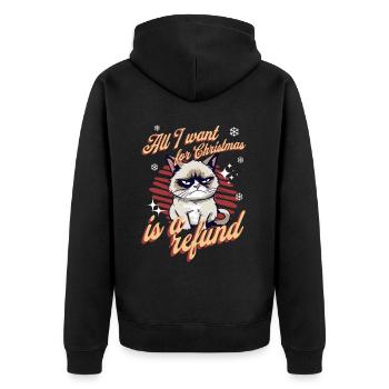 Angry Cat Xmas Sarcastic Funny Cat Meme - Unisex Premium Organic Zip Hoodie - black - Back - Nico (187cm)