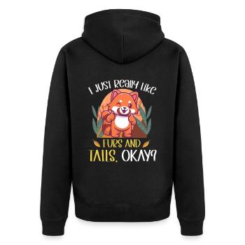 Furry Fandom Fursona Fursuit Fox - Unisex Premium Organic Zip Hoodie - black - Back - Nico (187cm)