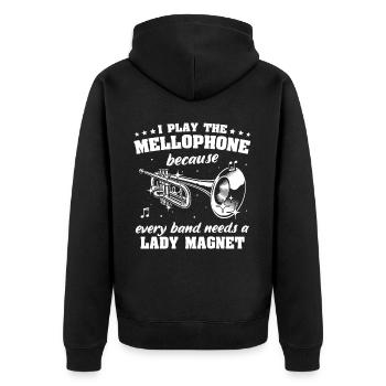 Mellophone - Unisex Premium Organic Zip Hoodie - black - Back - Nico (187cm)