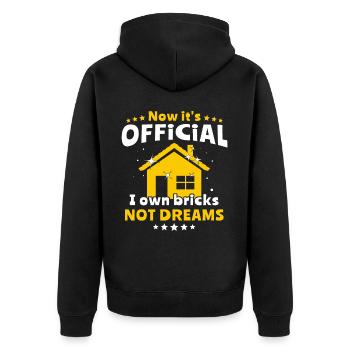 Hausbesitzer Homeowner - Unisex Premium Bio Zip Hoodie - Schwarz - Hinten - Nico (187cm)