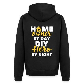 Hausbesitzer Homeowner - Unisex Premium Bio Zip Hoodie - Schwarz - Hinten - Nico (187cm)