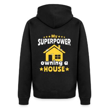 Hausbesitzer Homeowner - Unisex Premium Bio Zip Hoodie - Schwarz - Hinten - Nico (187cm)