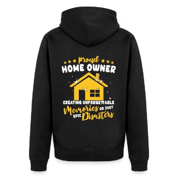Hausbesitzer Homeowner - Unisex Premium Bio Zip Hoodie - Schwarz - Hinten - Nico (187cm)