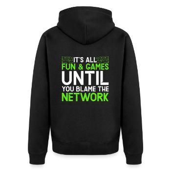 Netzwerkadministrator Programmierer - Unisex Premium Bio Zip Hoodie - Schwarz - Hinten - Nico (187cm)