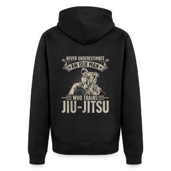 Ne sous-estimez jamais un vieil homme qui s’entraîne au JJB - Veste à capuche bio Premium Unisexe - noir - Dos - Nico (187cm)