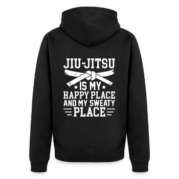 Le jiu-jitsu est mon endroit heureux et mon endroit en sueur - Veste à capuche bio Premium Unisexe - noir - Dos - Nico (187cm)