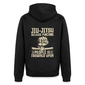 Jiu-Jitsu parce que frapper les gens est mal vu - Veste à capuche bio Premium Unisexe - noir - Dos - Nico (187cm)