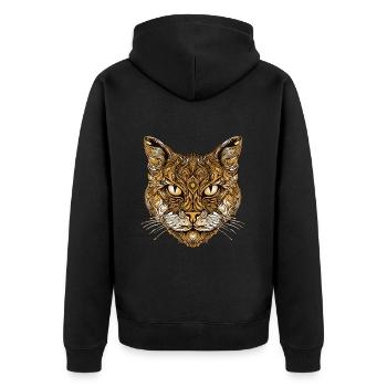 Cat Head Animal - Unisex Premium Organic Zip Hoodie - black - Back - Nico (187cm)