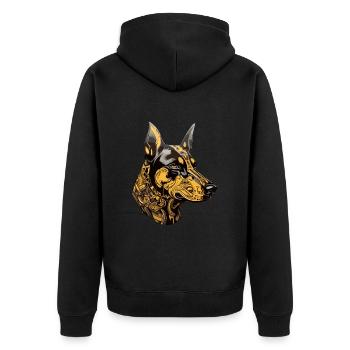 Doberman Dog Head Animal - Unisex Premium Organic Zip Hoodie - black - Back - Nico (187cm)