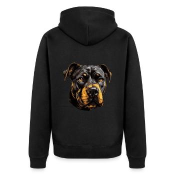 Staffordshire Bull Terrier Dog Head - Unisex Premium Organic Zip Hoodie - black - Back - Nico (187cm)