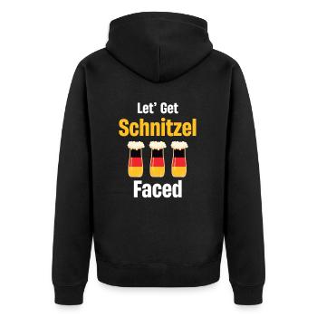 Let's Get Schnitzel Faced Wiener - Unisex Premium Bio Zip Hoodie - Schwarz - Hinten - Nico (187cm)