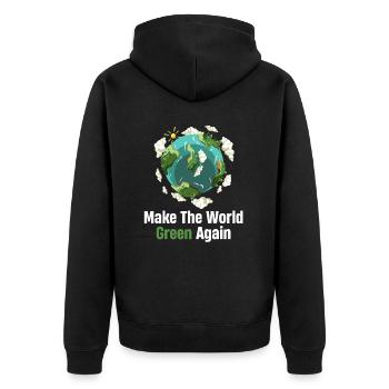 Make The World Great Again Schutz Klimawandel - Unisex Premium Bio Zip Hoodie - Schwarz - Hinten - Nico (187cm)
