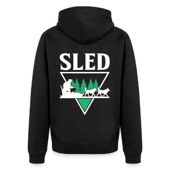Mushing Hundeschlittenfahrt Musher - Unisex Premium Bio Zip Hoodie - Schwarz - Hinten - Nico (187cm)