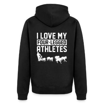 Mushing Hundeschlittenfahrt Musher - Unisex Premium Bio Zip Hoodie - Schwarz - Hinten - Nico (187cm)