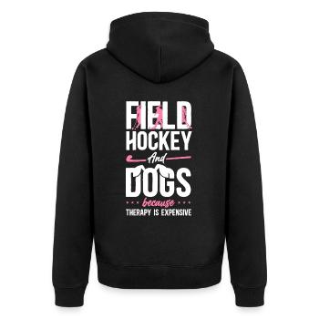 Hockey sur gazon, Hockey sur gazon pour chiens, et - Veste à capuche bio Premium Unisexe - noir - Dos - Nico (187cm)
