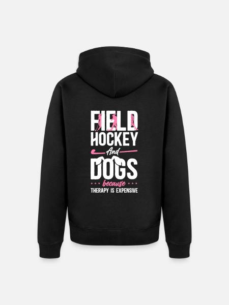 Field Hockey Dog Field Hockey And - Unisex Premium Organic Zip Hoodie - black