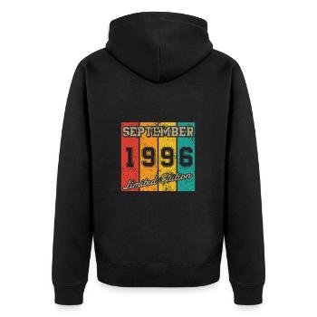 Date de naissance : Septembre 1996 - Édition limitée rétro - Veste à capuche bio Premium Unisexe - noir - Dos - Nico (187cm)
