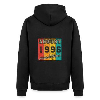 Date de naissance : Août 1996 - Édition limitée Retro - Veste à capuche bio Premium Unisexe - noir - Dos - Nico (187cm)