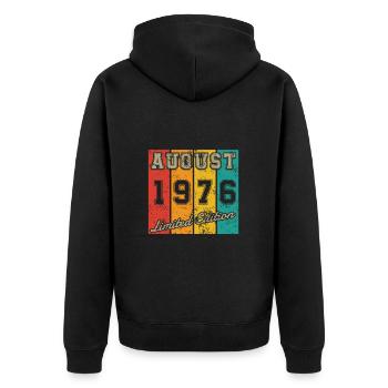 Date de naissance : Août 1976 - Édition limitée Retro - Veste à capuche bio Premium Unisexe - noir - Dos - Nico (187cm)