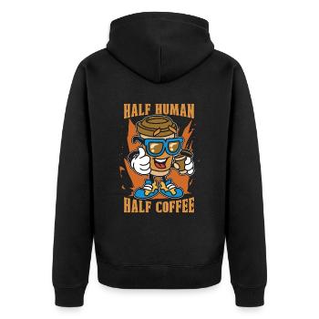 Espresso Half Human Half Coffee Barista Caffeine - Unisex Premium Organic Zip Hoodie - black - Back - Nico (187cm)