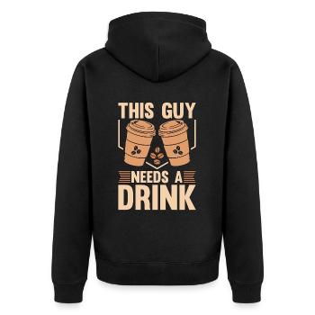 Espresso Ce gars a besoin d’une boisson Coffee Lover Latte - Veste à capuche bio Premium Unisexe - noir - Dos - Nico (187cm)