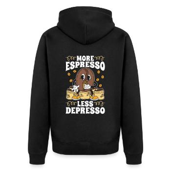 Espresso Plus d’espresso Moins de Depresso Coffeeshop - Veste à capuche bio Premium Unisexe - noir - Dos - Nico (187cm)