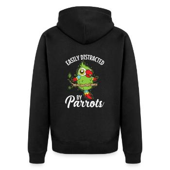 Facilement distrait par l’oiseau animal du perroquet - Veste à capuche bio Premium Unisexe - noir - Dos - Nico (187cm)