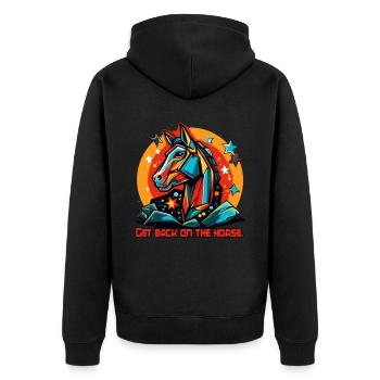 Back in the saddle, back on the horse - Unisex Premium Organic Zip Hoodie - black - Back - Nico (187cm)