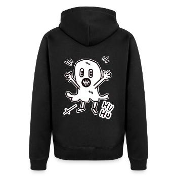 Halloween ghost ghost midnight creepy child - Unisex Premium Organic Zip Hoodie - black - Back - Nico (187cm)