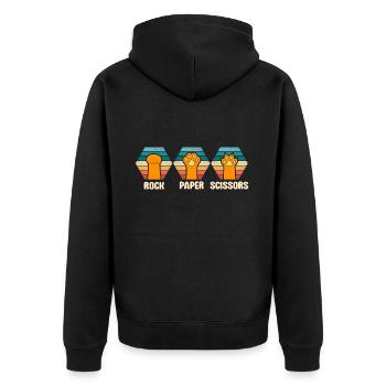 Rockpapierschere Handspiel Lustige Katzenkinder - Unisex Premium Bio Zip Hoodie - Schwarz - Hinten - Nico (187cm)