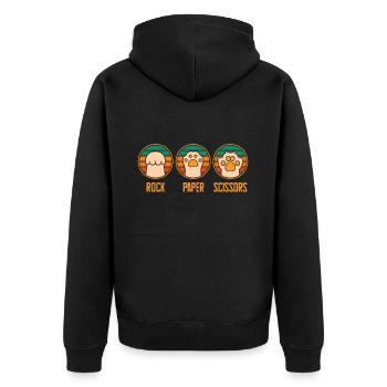 Rockpapierschere Handspiel Lustige Katzenkinder - Unisex Premium Bio Zip Hoodie - Schwarz - Hinten - Nico (187cm)
